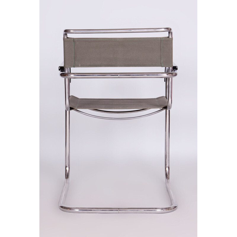 Vintage Bauhaus armchair in chrome steel and iron fabric by Marcel Breuer for Thonet, Czechoslovakia 1930