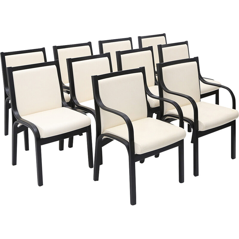 Set of 10 vintage “Cavour” bentwood and plywood chairs by Vittorio Gregotti for Poltrona Frau, 1970