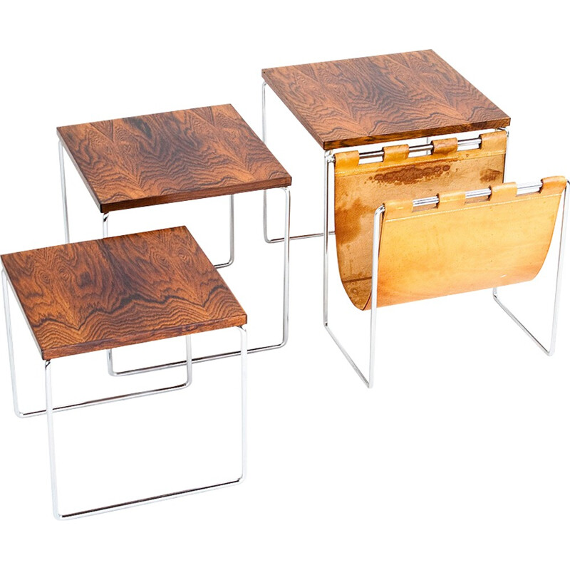 Vintage dutch rosewood nesting tables - 1960s