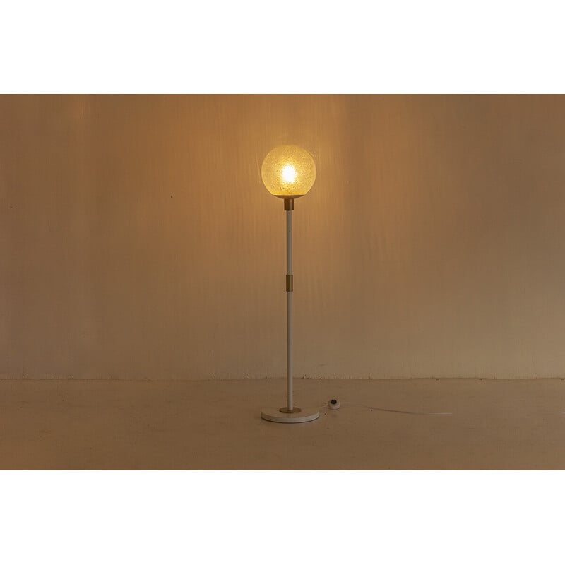 Vintage floor lamp in white lacquered metal and brass by Meyer, Netherlands 1960