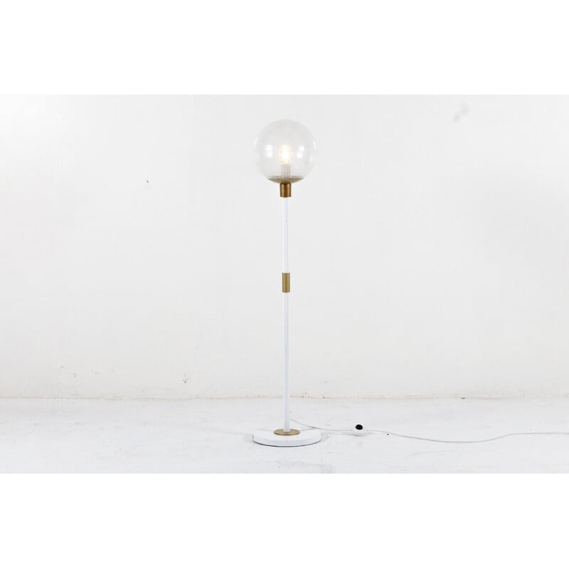 Vintage floor lamp in white lacquered metal and brass by Meyer, Netherlands 1960