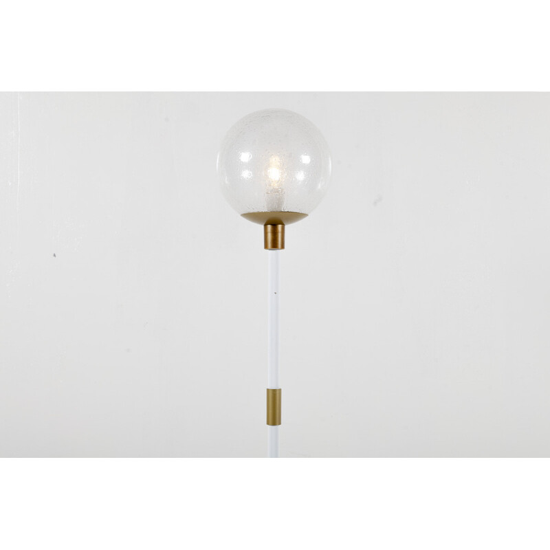 Vintage floor lamp in white lacquered metal and brass by Meyer, Netherlands 1960