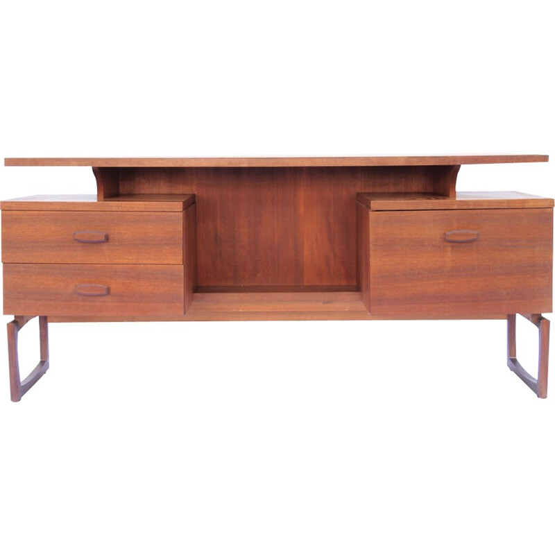 Bureau en bois vintage avec pieds cubiques - 1960