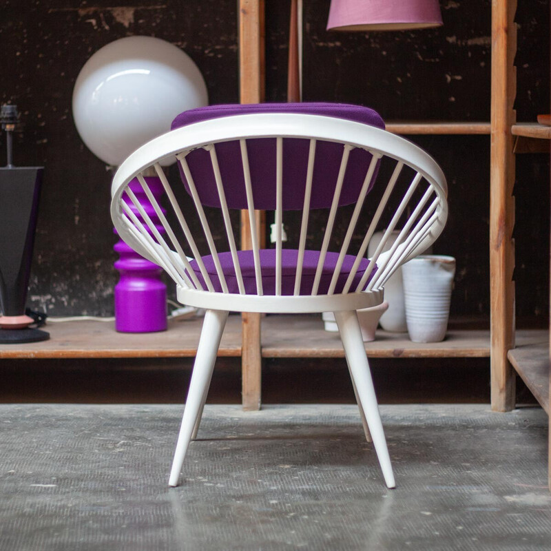 Vintage purple and white Circle chair by Yngve Ekstrom for Swedese, Sweden 1960