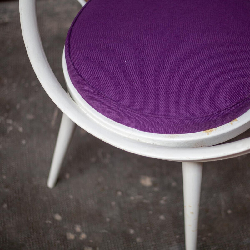 Vintage purple and white Circle chair by Yngve Ekstrom for Swedese, Sweden 1960