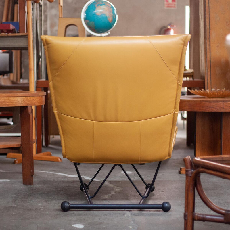 Vintage Flyer armchair in leather and metal by Pierre Mazairac and Karel Boonzaaijer for Young International, 1980