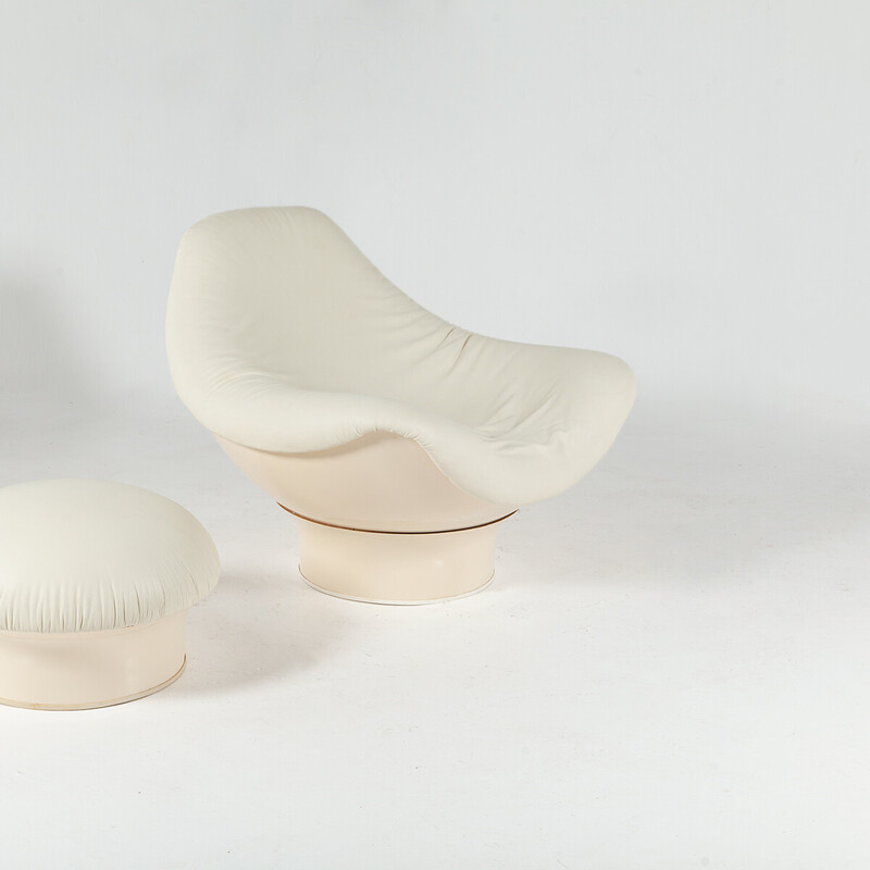 Vintage "Rodica" armchair with fiberglass ottoman by Mario Brunu for Comfort, Italy 1968
