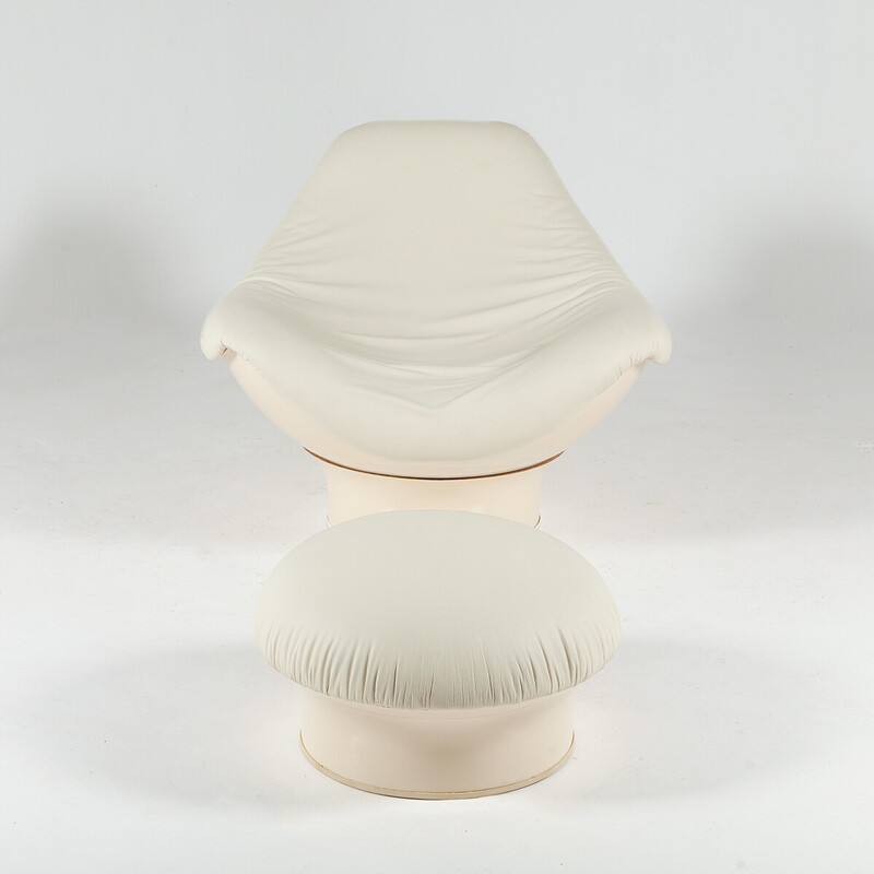 Vintage "Rodica" armchair with fiberglass ottoman by Mario Brunu for Comfort, Italy 1968