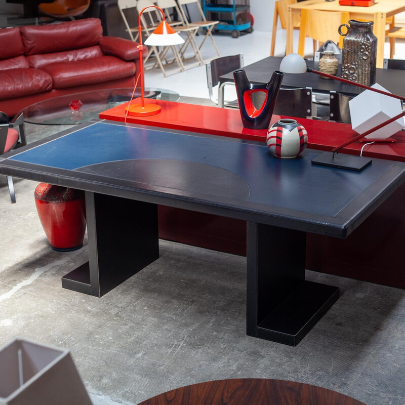 Vintage leather executive desk by Guido Faleschini for I4 Mariani, 1970