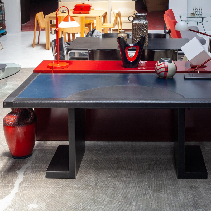 Vintage leather executive desk by Guido Faleschini for I4 Mariani, 1970