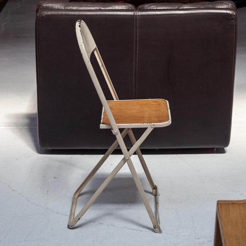 Conjunto de 5 cadeiras dobráveis vintage em metal e contraplacado de Friso Kramer para Oda, Holanda 1930