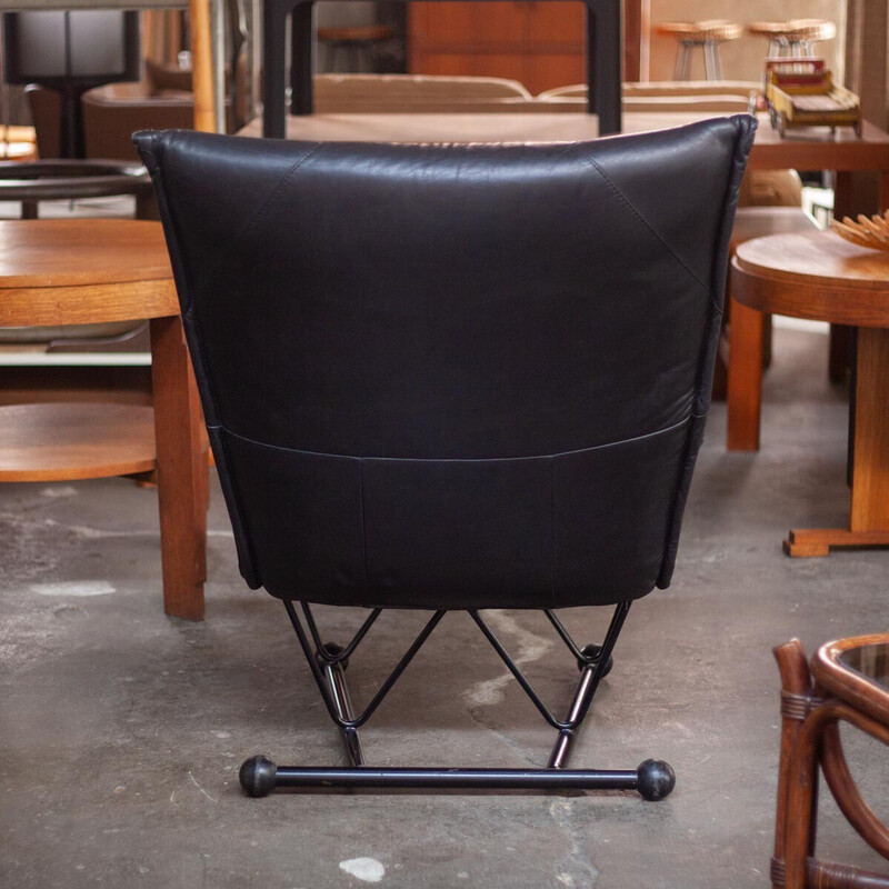 Vintage Flyer armchair in metal and leather by Pierre Mazairac and Karel Boonzaaijer for Young International, 1980