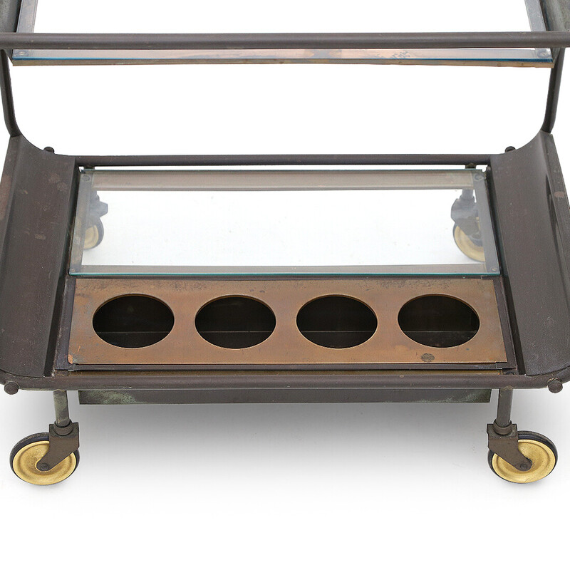 Vintage brass and glass trolley by Stockburger, 1950