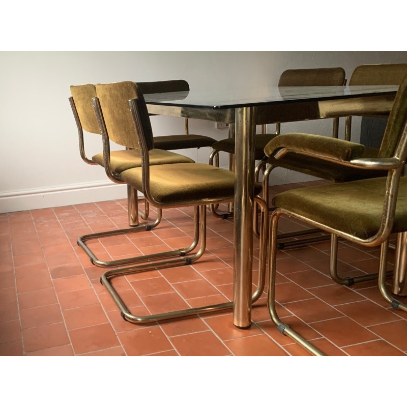 Vintage gold chrome dining set, Italy 1960