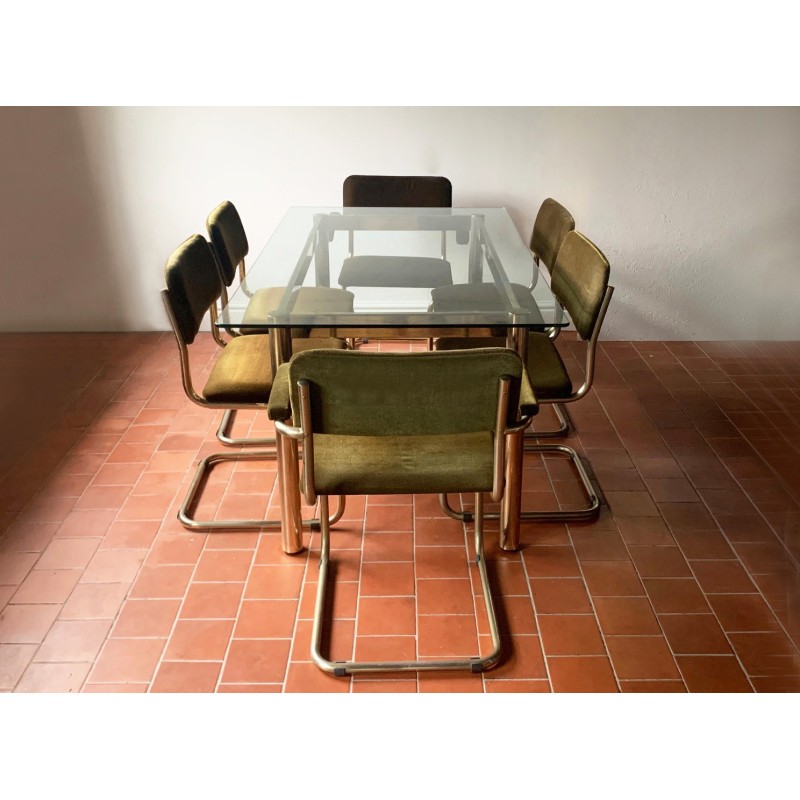 Vintage gold chrome dining set, Italy 1960