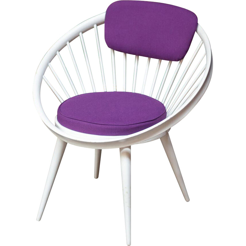 Vintage purple and white Circle chair by Yngve Ekstrom for Swedese, Sweden 1960