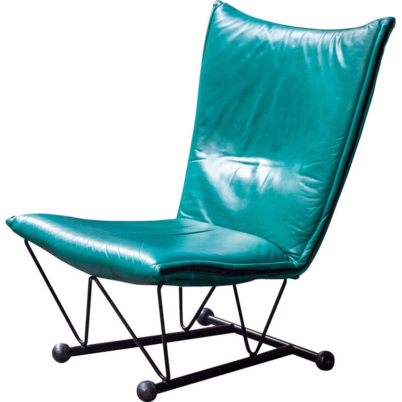 Vintage Flyer armchair in metal and leather by Charles Boonzaaijer and Pierre Mazairac for Young International, 1980