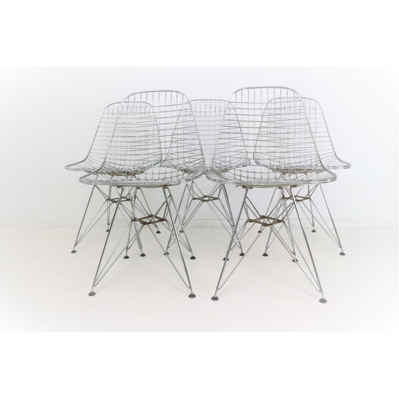 Suite de 5 chaises pied Eiffel DKR de Ray & Charles Eames pour Vitra - 1970