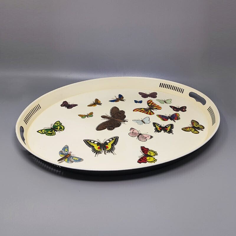Vintage oval metal tray by Piero Fornasetti, Italy 1970