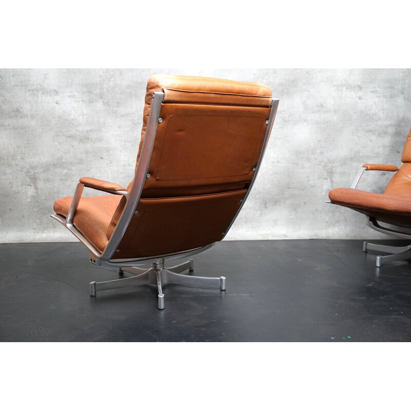 Paire de fauteuils vintage FK85 avec repose-pieds par Preben Fabricius et Jørgen Kastholm pour Kill International, 1960