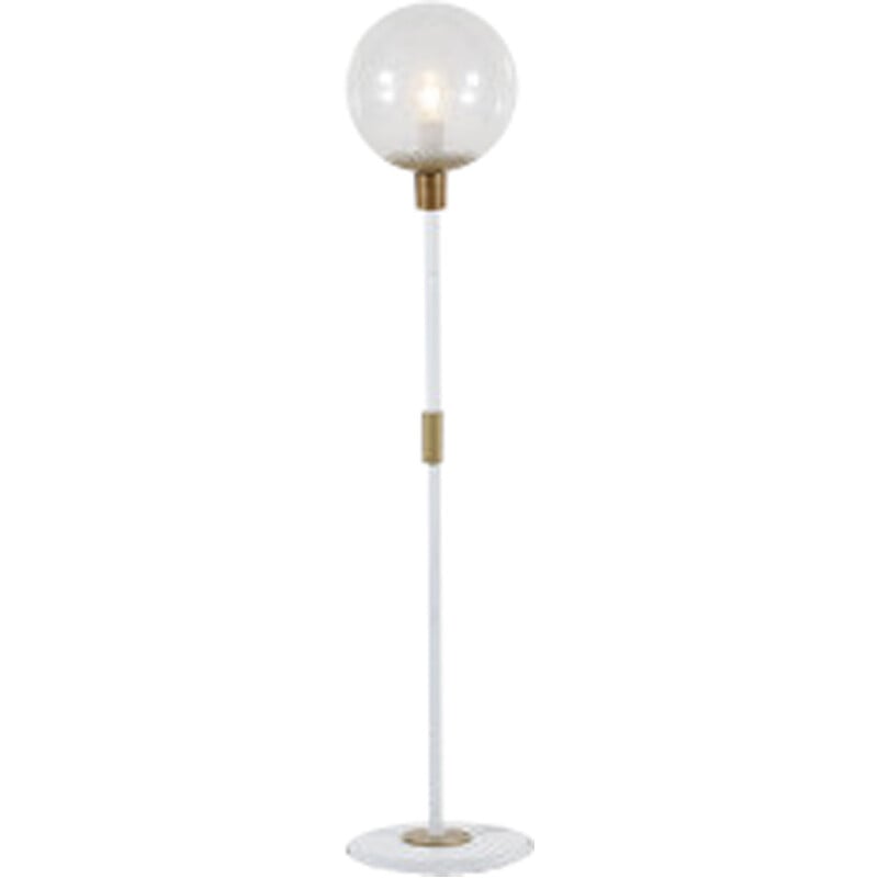 Vintage floor lamp in white lacquered metal and brass by Meyer, Netherlands 1960