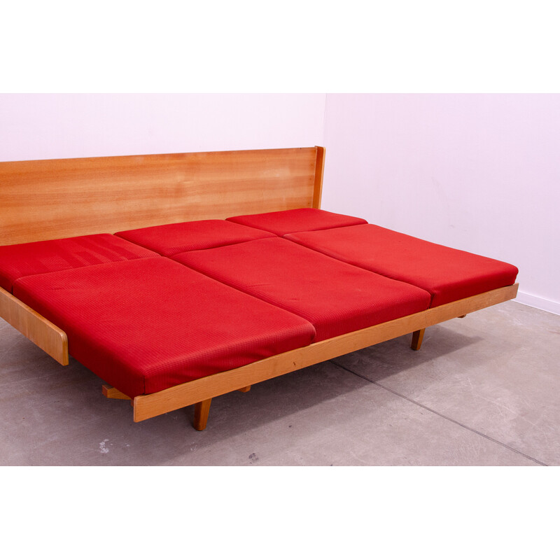 Vintage 3-seater sofa in beech and ash wood for Jitona, Czechoslovakia 1970