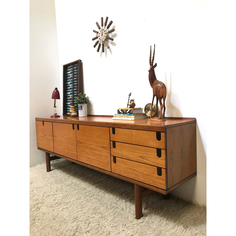 Mid century vintage retro minimal White & Newton long teak sideboard - 1970s