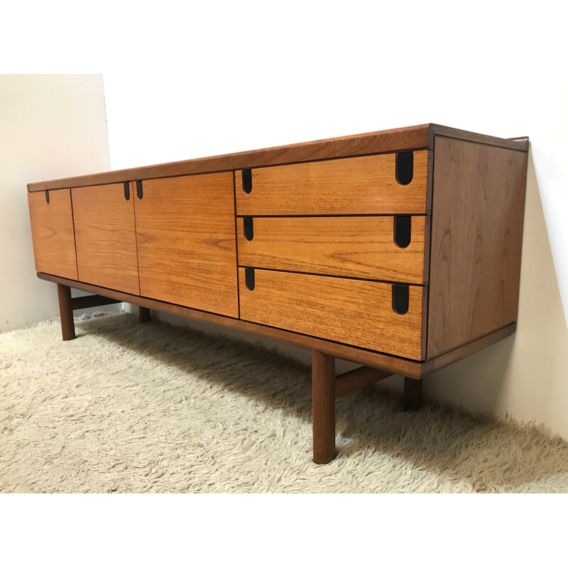 Mid century vintage retro minimal White & Newton long teak sideboard - 1970s