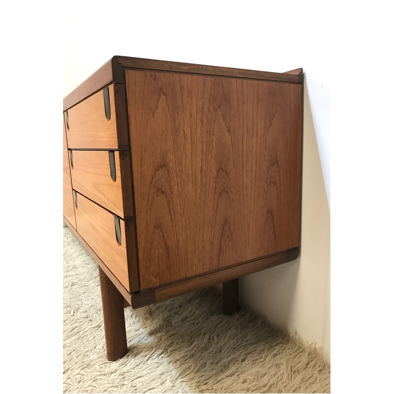 Mid century vintage retro minimal White & Newton long teak sideboard - 1970s