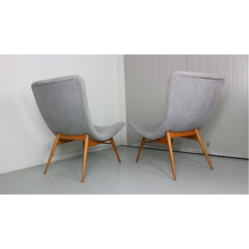 Pair of vintage wooden chairs by Miroslav Navratil for Cesky Nabytek, Czechoslovakia 1959