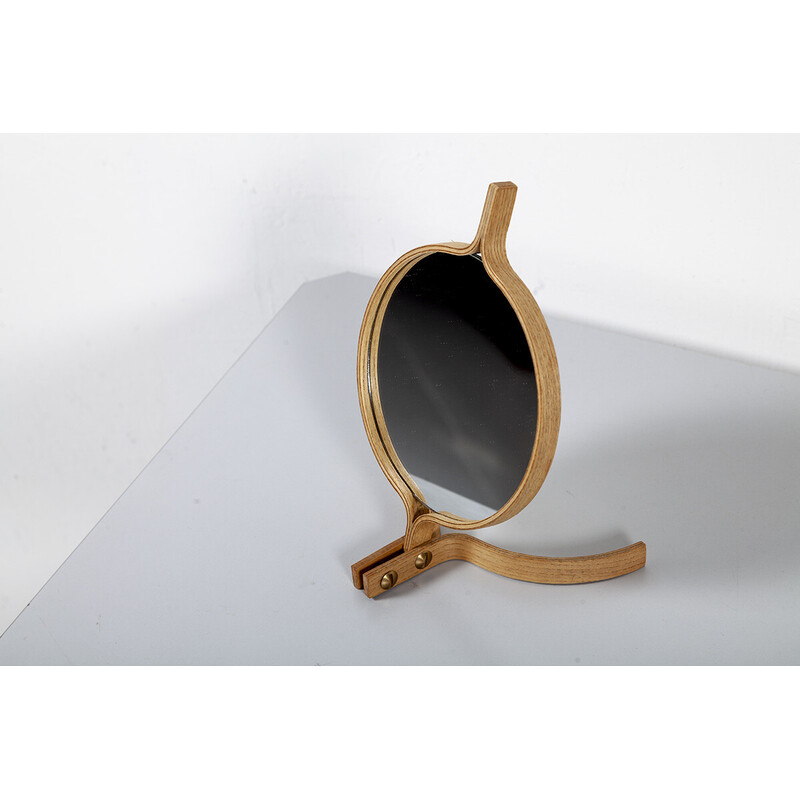 Vintage oak and rosewood mirror by Hans-Agne Jakobsson for Hans-Agne Jakobsson AB Markaryd, 1950