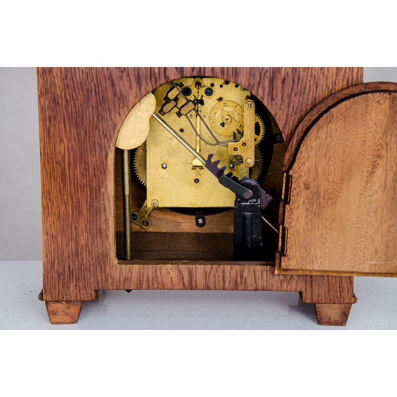 Vintage Art Deco mantel clock in rosewood and oak, 1920