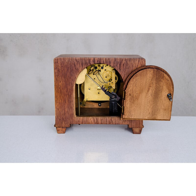 Vintage Art Deco mantel clock in rosewood and oak, 1920