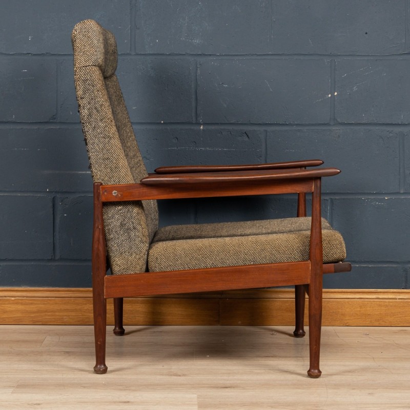 Vintage "Manhattan" reclining armchair in afromosia and solid teak for Guy Rogers, 1960