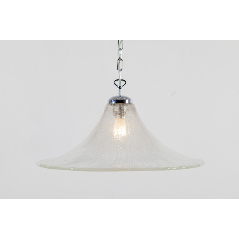 Vintage frosted glass pendant lamp for Limburg, 1960