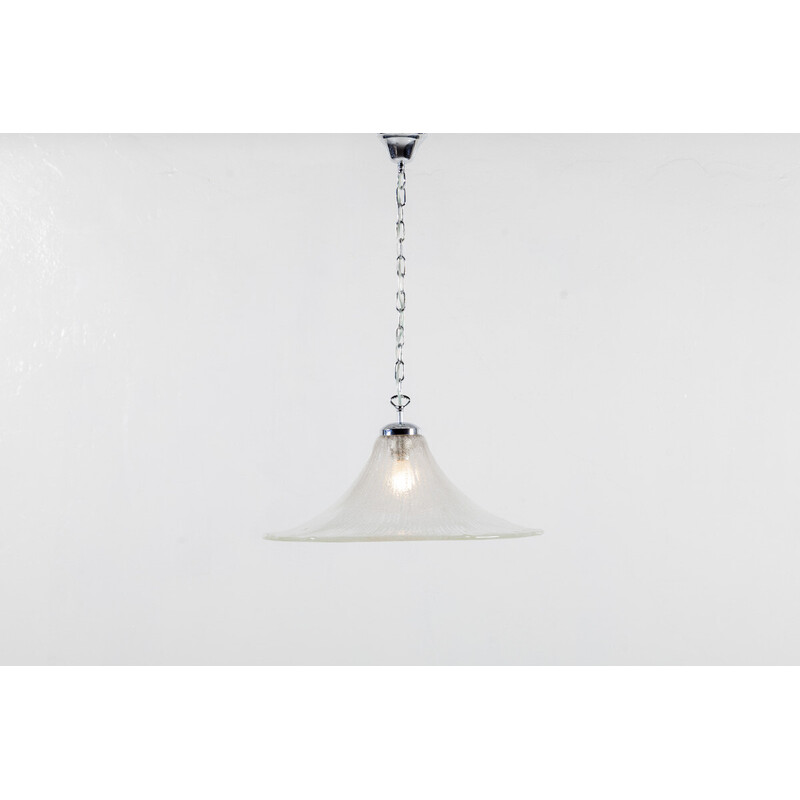 Vintage frosted glass pendant lamp for Limburg, 1960