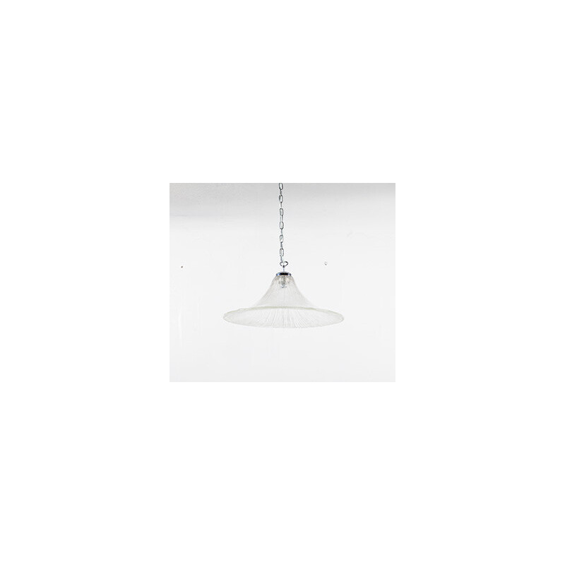 Vintage frosted glass pendant lamp for Limburg, 1960