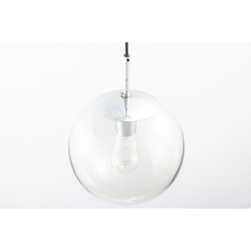 Vintage glass pendant lamp by Frank Ligtelijn for Raak, Netherlands 1960