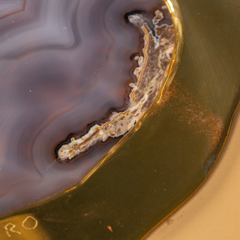 Pair of vintage side tables in Belgian lacquered wood and agate by Willy Daro, Belgium 1970