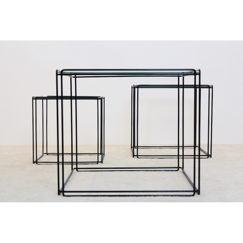Set of 3 graphical isocele nesting tables by Max Sauze for Atrow - 1970s