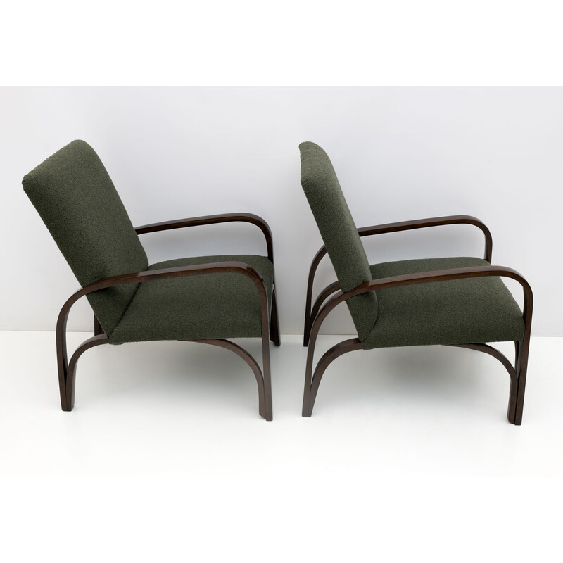 Vintage Art Deco seat set covered in green buckle, Italy 1930