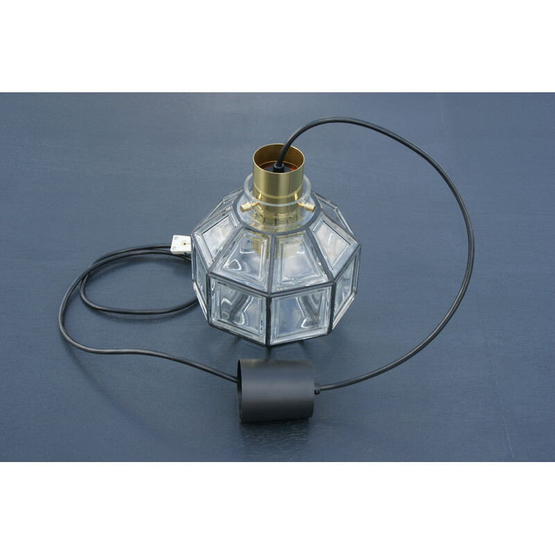 Lámpara colgante vintage de cristal para Glashütte Limburg, 1960