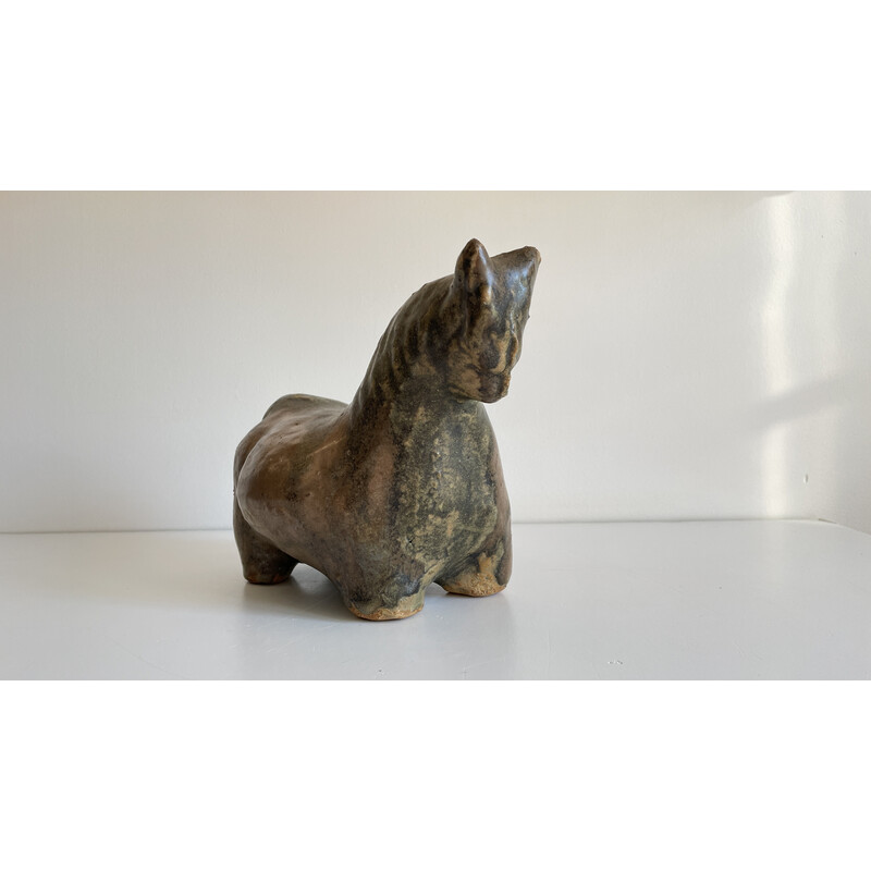 Sculpture vintage en céramique représentant un cheval