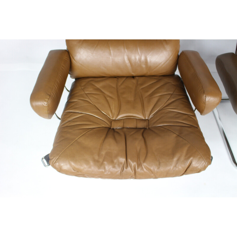 Rosewood and leather lounge chair by lngmar Relling and manufactured by Westnofa - 1970s