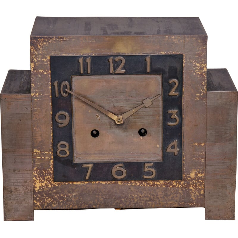 Horloge de table vintage Art déco en cuivre, 1920