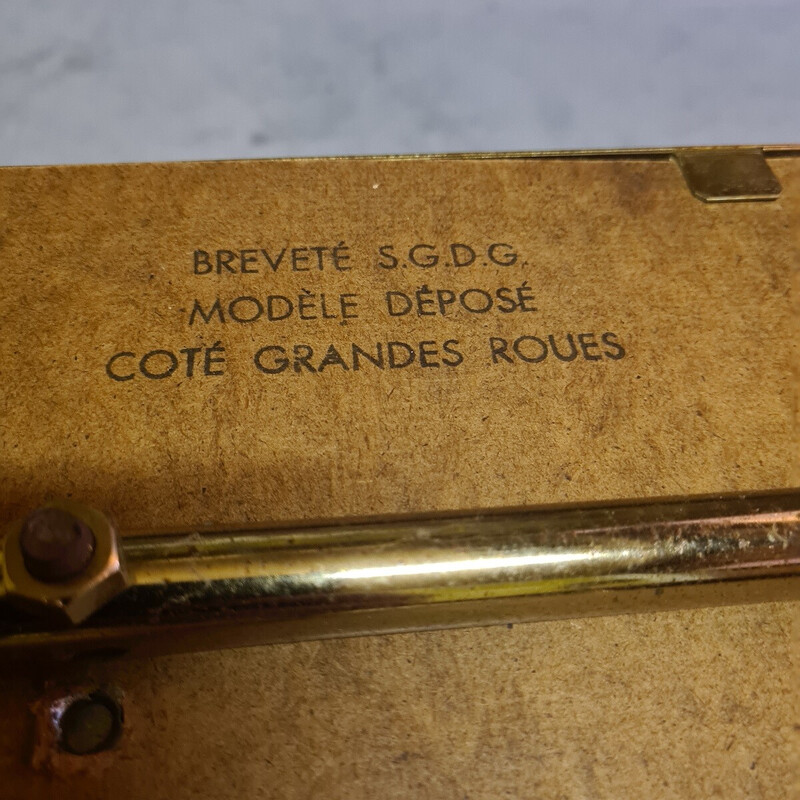 Carrinho de servir vintage em metal dourado e fórmica, França 1974