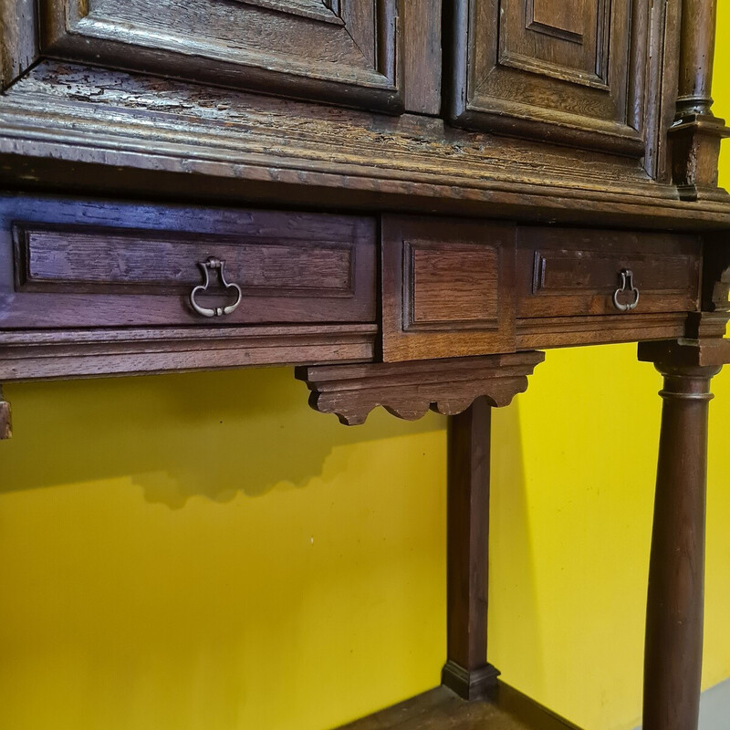 Antique vintage oak cabinet, France