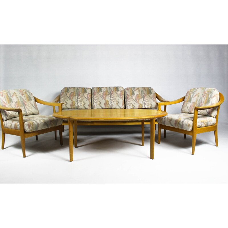 Conjunto de sala de estar produzido por Wilhelm Knoll, composto por um sofá, um par de poltronas e uma mesa de café - 1970