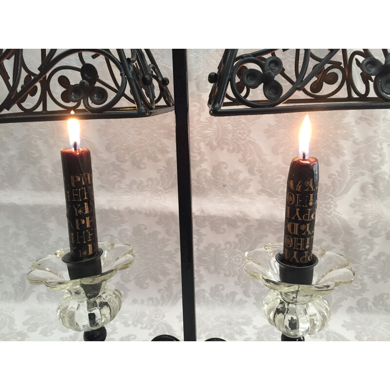 Vintage Art Deco candlestick in forged metal