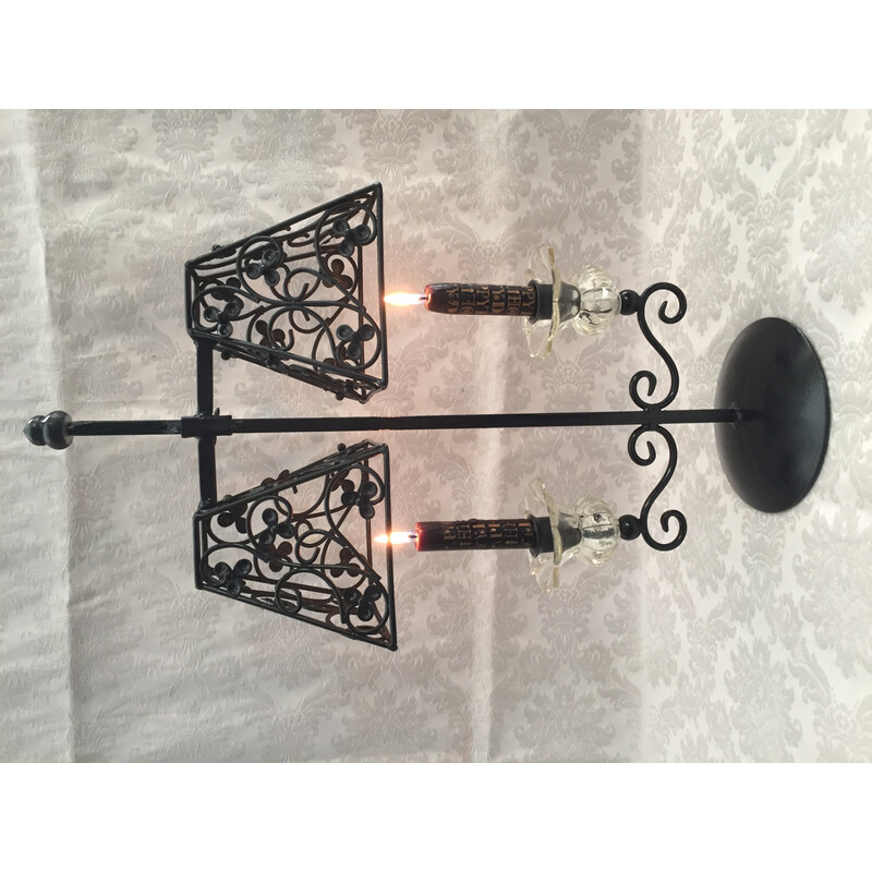 Vintage Art Deco candlestick in forged metal